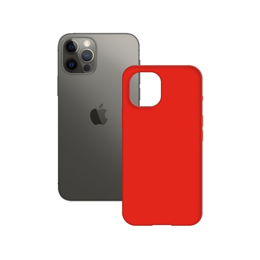 [000007808] Funda semirrígida para iPhone 12/12 Pro, Antideslizante, Interior microfibra, Compatible carga inalámbrica, Rojo, Packaging free