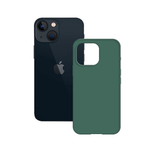 [000007832] Funda semirrígida para iPhone 14, Antideslizante, Interior microfibra, Compatible con carga inalámbrica, Verde, Packaging Free