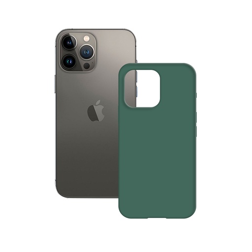 [000007840] Funda semirrígida para iPhone 14 Pro, Antideslizante, Interior microfibra, Compatible carga inalámbrica, Verde, Packaging Free
