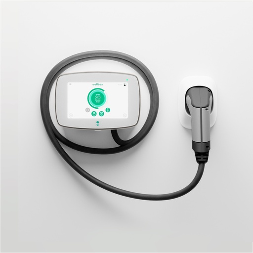[000007873] Cargador eléctrico Wallbox Commander, 22KW, Tipo2, Cable 7m, Pantalla táctil, App, Resist. al agua, Power Sharing, Blanco