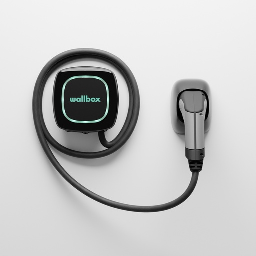 [000007889] Cargador coche eléctrico Wallbox Pulsar Plus, 7.4 kW, Monofásico, Tipo2, Cable 5m, App incluida, Power Sharing, Negro