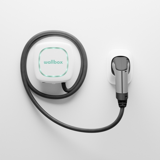 [000007890] Cargador coche eléctrico Wallbox Pulsar Plus, 22kW, Trifásico, Tipo2, Cable 7m, App incluida, Power Sharing, Blanco