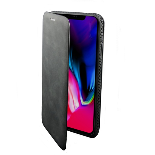 [000007910] Funda con tapa para iPhone X, iPhone XS, Semirrígida, Standing, Negro