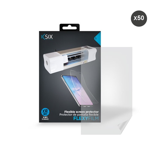 [000008192] Pack de 50 láminas plotter Ksix Flexy Film protectores de pantalla TPU, código de recarga