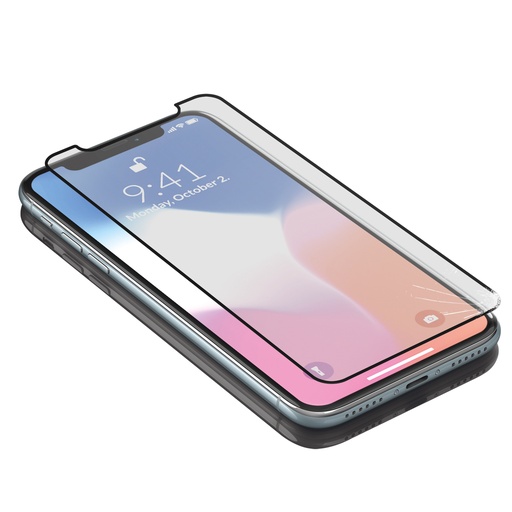 [000008225] Protector de pantalla para iPhone X, iPhone XS, Vidrio templado, Grosor 0.33 mm, Negro