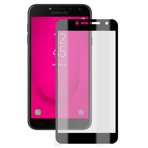 [000008259] Protector de pantalla para Samsung Galaxy J4 Plus 2018, Vidrio templado, Grosor 0.33 mm, Negro