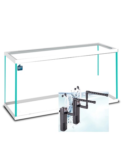 [000000168] ACUARIO CRISTAL CON MARCO BLANCO 38 L. KIT COMPLETO (XIL)