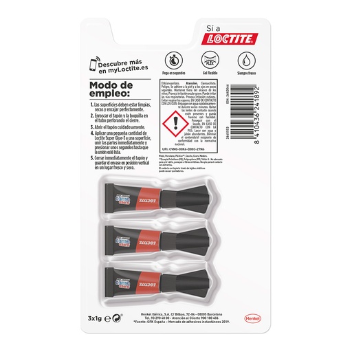 [000012789] LOCTITE MINI TRIO POWER FLEX 3x1g 2640066 SUPER GLUE