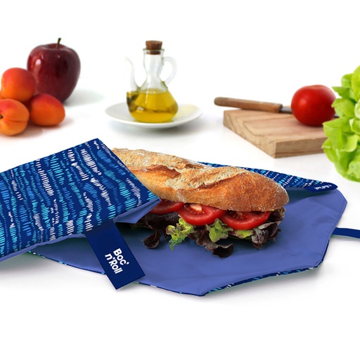 [000012869] BOC'N'ROLL PORTA BOCADILLOS REUTILIZABLE ESSENTIAL BLUE MARINE 11x15cm