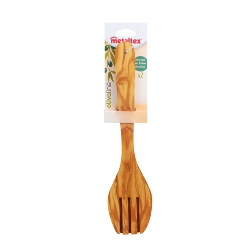 [000013104] CUBIERTO PARA ENSALADA DE MADERA DE OLIVO. LARGO: 30cm METALTEX