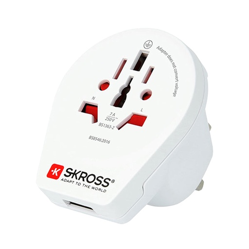 [000013115] ADAPTADOR MUNDIAL A REINO UNIDO CON USB SKROSS 1500267