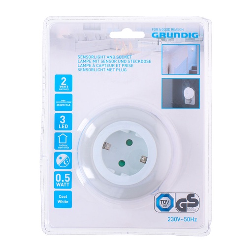 [000013155] LUZ LED CON ENCHUFE Y SENSOR CREPUSCULAR 3 LEDS LUZ FRIA GRUNDIG