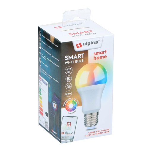 [000013167] BOMBILLA INTELIGENTE RGB+E27 9W ALPINA