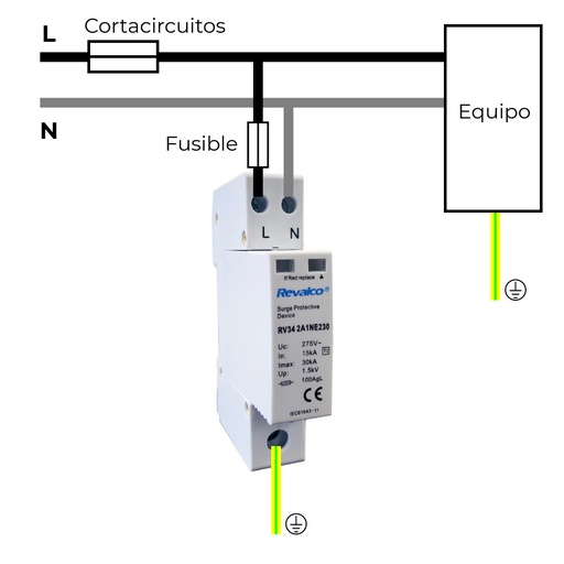 [000013223] PROTECTOR SOBRETENSION 1P+N 30KA 275V TRANSITORIO 1 MODULO (RETRACTILADO)