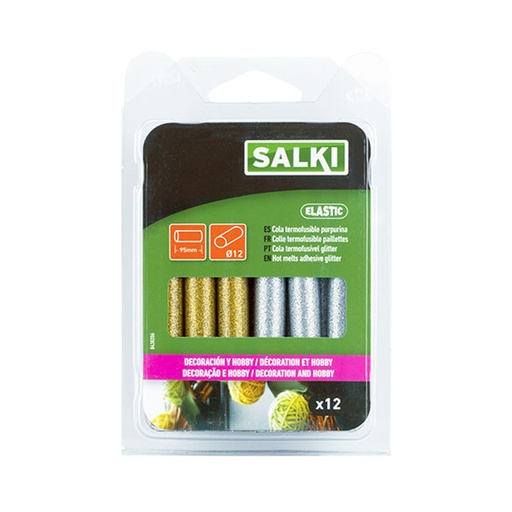[000013310] BARRAS DE COLA DECORACIÓN Y HOBBY Ø12x95mm PURPURINA DORADO+PLATEADO 430206 SALKI