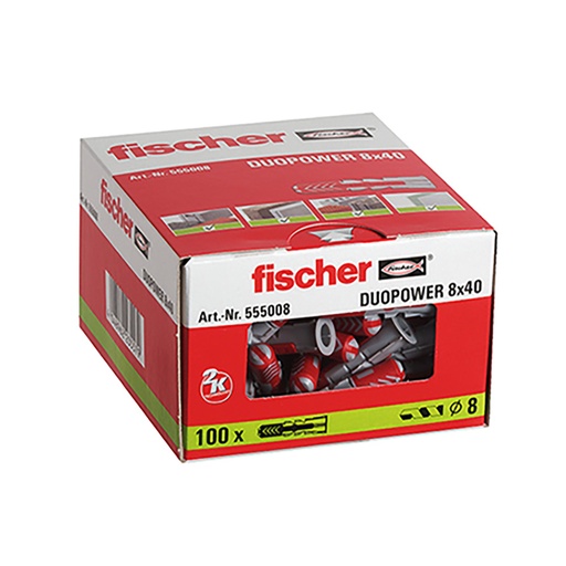 [000013528] PACK 100 TACOS DUOPOWER Ø8x40mm CAJA 100 unid. 555008 FISCHER