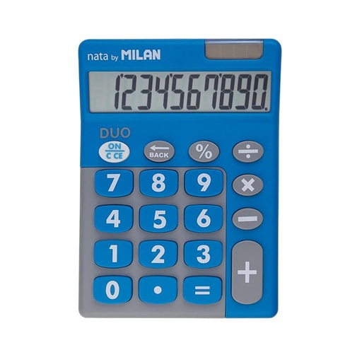 [000013593] BLISTER CALCULADORA DUO 10 DIGITOS AZUL TECLAS GRANDES MILAN