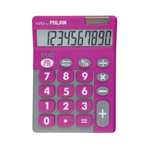 [000013594] BLISTER CALCULADORA DUO 10 DIGITOS ROSA TECLAS GRANDES MILAN