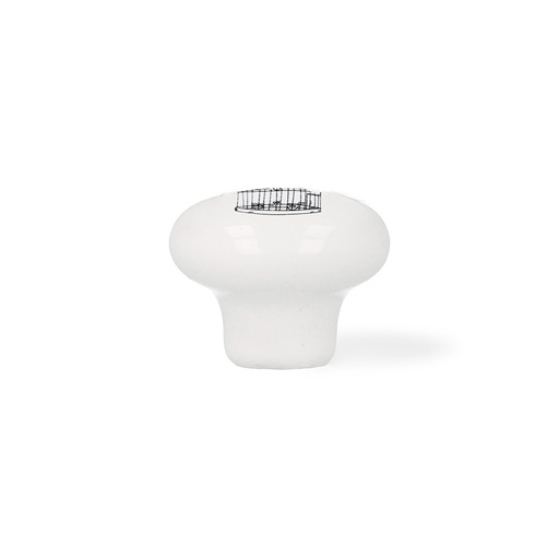 [000013847] BLISTER CON 4 POMOS REDONDOS PARA MUEBLE FABRICADO EN PORCELANA ACABADO ILUSTRADO MOD. E815 Ø40mm REI