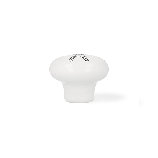 [000013866] BLISTER CON 4 POMOS REDONDOS PARA MUEBLE FABRICADO EN PORCELANA ACABADO ILUSTRADO MOD. E816 Ø40mm REI
