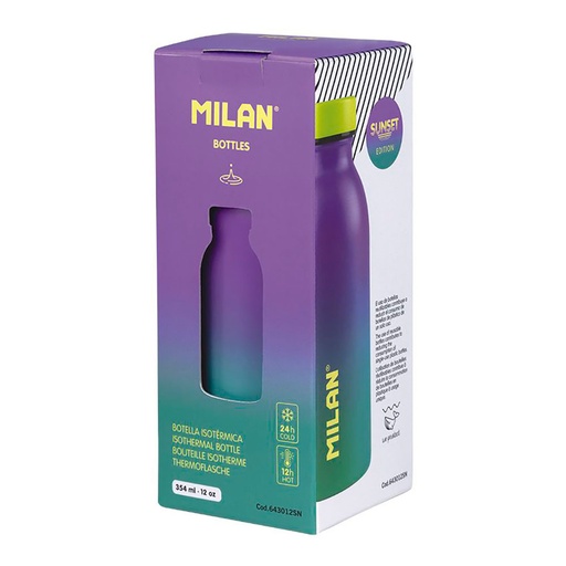 [000013914] BOTELLA ISOTÉRMICA DE ACERO INOXIDABLE 304 354ml TURQUESA, EDICIÓN SUNSET MILAN
