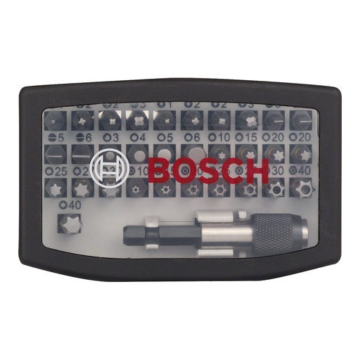 [000013975] SET DE 32 PUNTAS DE ATORNILLAR, PH, PZ, H, T Y SOPORTE UNIVERSAL DE CAMBIO RÁPIDO 2607017319 BOSCH