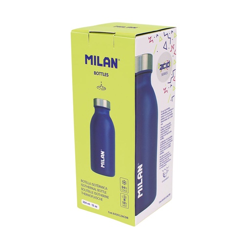 [000013980] BOTELLA ISOTÉRMICA DE ACERO INOXIDABLE 354ml SERIE ACID, AZUL MILAN