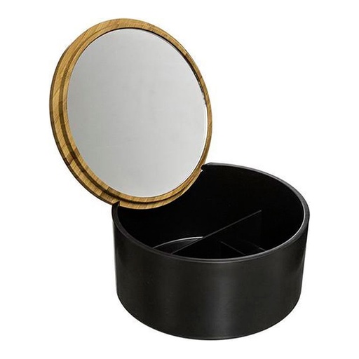 [000014006] CAJA ALMACENAMIENTO CON ESPEJO BAÑO BAMBU-NEGRO COLECCIÓN 'NATUREO'