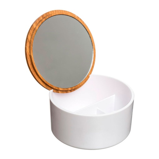 [000014024] CAJA ALMACENAMIENTO CON ESPEJO BAÑO BAMBU-BLANCO COLECCIÓN 'NATUREO'