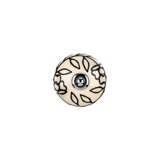 [000014030] BLISTER CON 4 POMOS REDONDOS PARA MUEBLE FABRICADO EN PORCELANA ACABADO BLANCO FLOR MOD. E504 Ø40mm REI