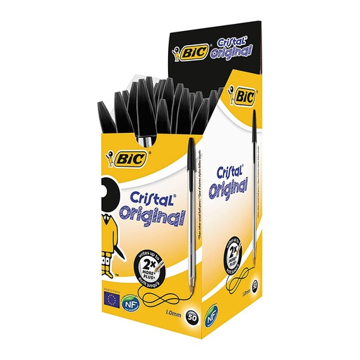 [000014130] PACK 50 unid. BOLÍGRAFOS BIC CRISTAL NEGRO