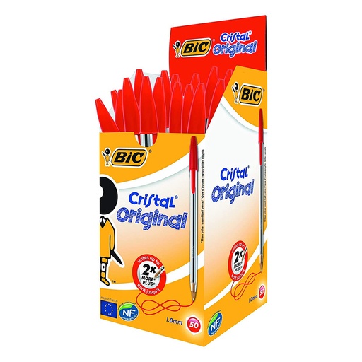 [000014131] PACK 50 unid. BOLÍGRAFOS BIC CRISTAL ROJO
