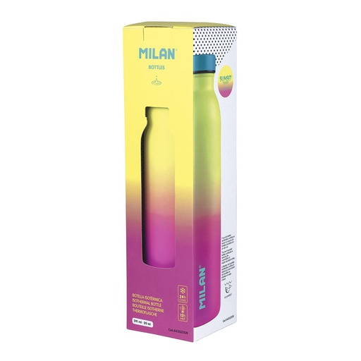 [000014425] BOTELLA ISOTÉRMICA DE ACERO INOXIDABLE 304 591ml AMARILLA, EDICIÓN SUNSET MILAN