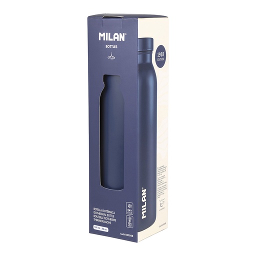 [000014437] BOTELLA ISOTÉRMICA DE ACERO INOXIDABLE 304 591ml AZUL MARINO, EDICIÓN SUNSET MILAN