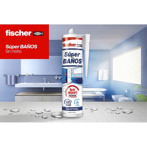 [000014442] SUPER BAÑOS SILICONA BLANCA ANTIMOHO SIN OLOR 280ml 563064 FISCHER
