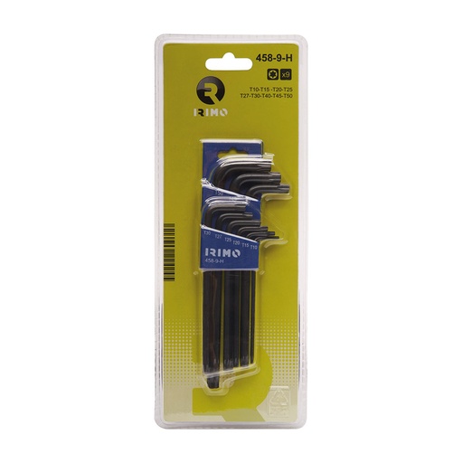 [000014506] JUEGO PETACA 9 LLAVES ACODADAS PAVONADAS TORX® T10-T50 458-9-H IRIMO