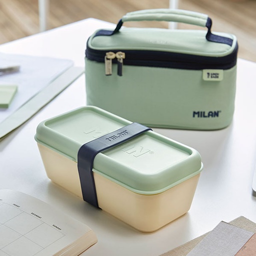 [000014521] BOLSA ISOTÉRMICA PORTA ALIMENTOS PEQUEÑA CON 1 RECIPIENTE (1,5L) SERIE 1918, VERDE MILAN
