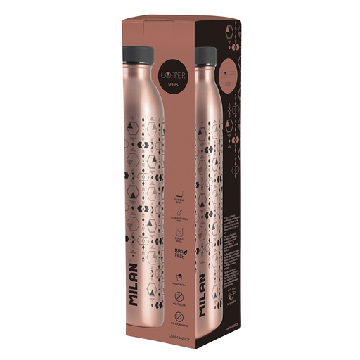 [000014541] BOTELLA ISOTÉRMICA DE ACERO INOXIDABLE 591ml SERIE COPPER, NEGRO MILAN