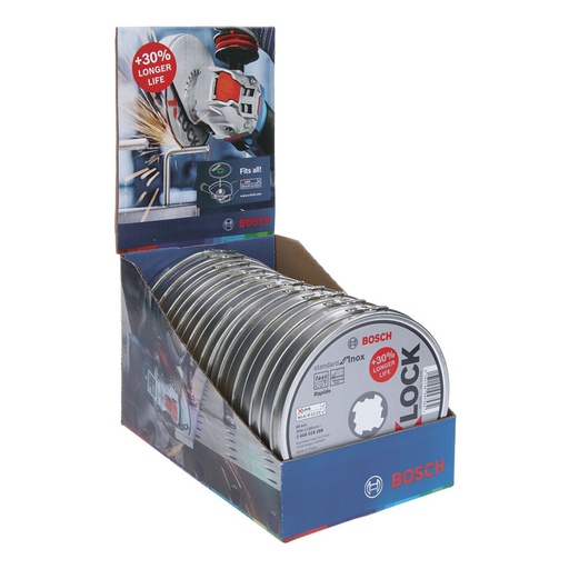 [000014576] LATA CON 10 DISCOS DE CORTE X-LOCK STANDARD FOR INOX (RECTO) MEDIDAS: 115x1mm 2608619266 BOSCH