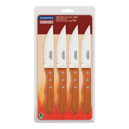 [000014602] JUEGO DE CUCHILLOS DE ASADO JUMBO 4 PIEZAS DYNAMIC TRAMONTINA