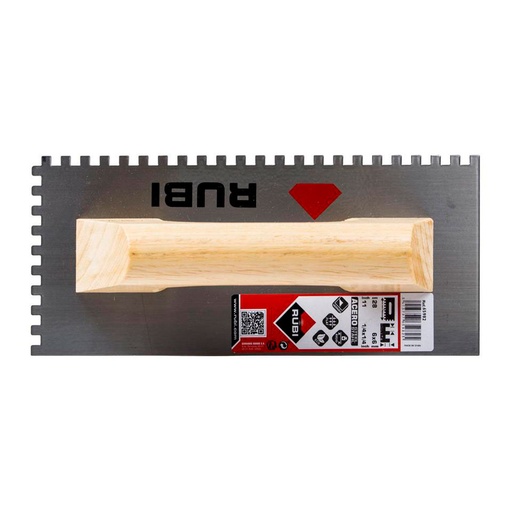 [000014604] PEINE ACERO 28cm. (6x6) MANGO MADERA CERRADO 65982 RUBI