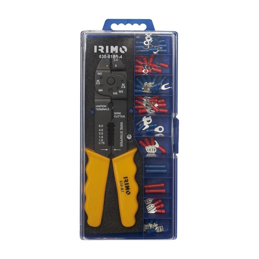 [000014689] JUEGO DE ALICATE PARA ENGASTAR CON 60 TERMINALES 630-61B1-4 IRIMO
