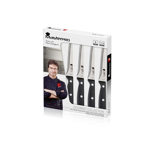 [000014816] SET 6 UNID. CUCHILLOS ACERO INOX. MASTERPRO GOURMET BG8915MM BERGNER