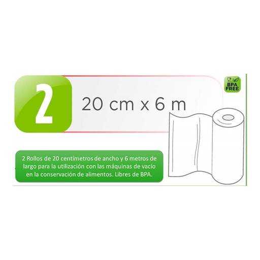 [000014900] SET 2 ROLLOS DE CONSERVACIÓN AL VACÍO 20x600cm VT3508 LAICA