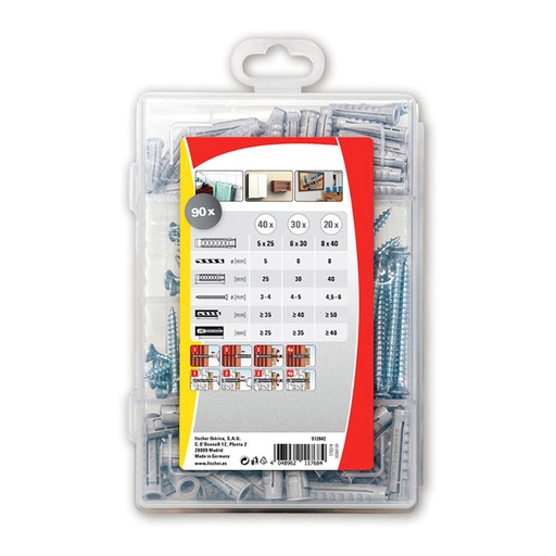 [000014911] MALETIN 90 TACOS + TORNILLOS SX 5/6/8 + TORNILLOS 568679 FISCHER