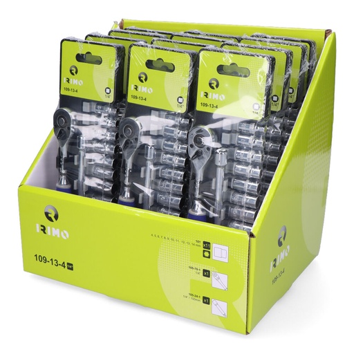 [000015020] JUEGO DE VASOS+CARRACA+ALARGADOR 1/4" 13 PIEZAS 109-13-4 IRIMO
