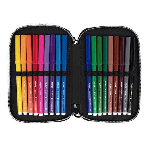 [000015113] PLUMIER 2 PISOS CON CONTENIDO SUNSET, NEGRO Y ROSA MILAN