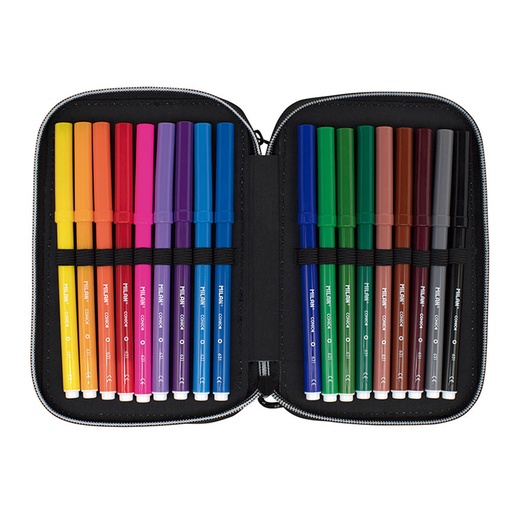 [000015167] PLUMIER 2 PISOS CON CONTENIDO SUNSET, NEGRO Y VERDE MILAN