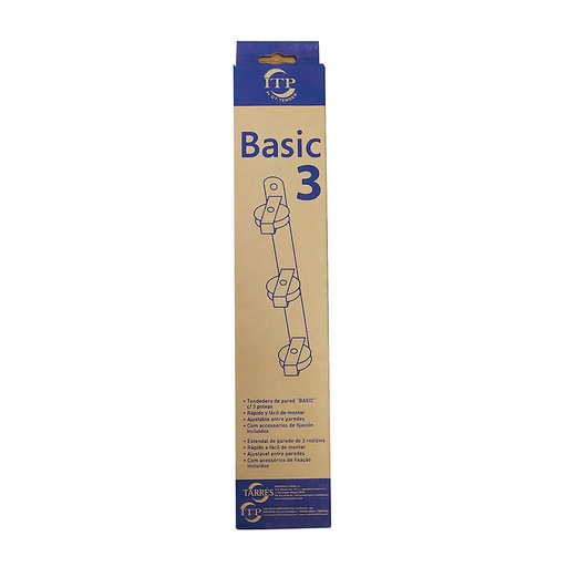 [000015647] TENDEDERO DE PARED BASIC C/3 POLEAS BLANCO 37x5x5cm