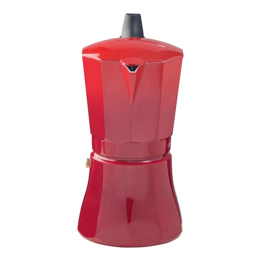 [000015772] CAFETERA DE ALUMINIO DE 6 TAZAS MOD: "PETRA" COLOR ROJO OROLEY